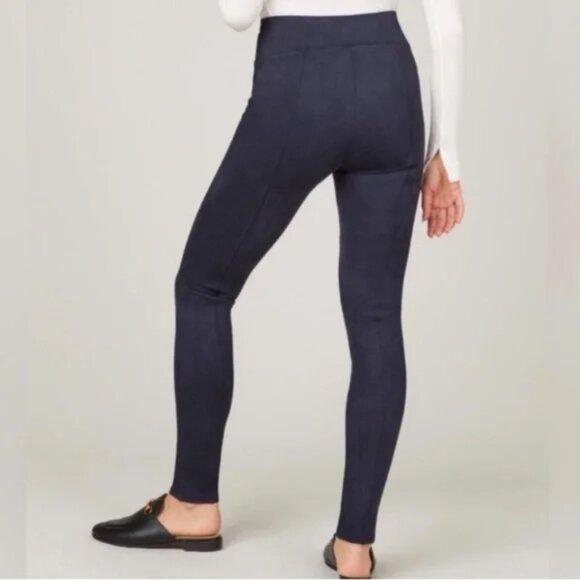 NWT SPANX High Rise Faux Suede Leggings in Classic Navy Size S - Picture 4 of 15